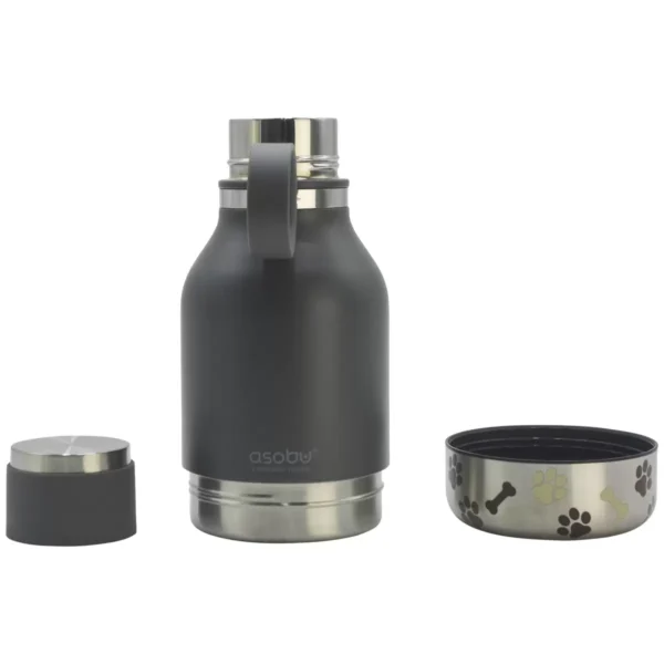 ASOBU 1 Litre Bottle With 360ml Dog Bowl Forest Smoke
