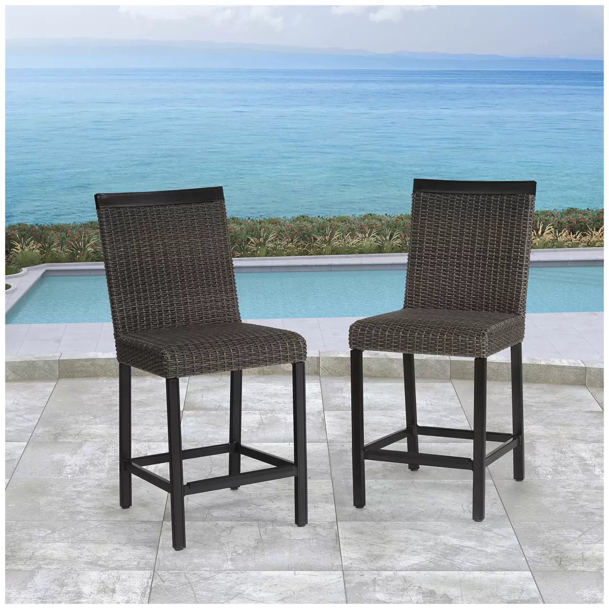 Agio Conway 2 pack Counter Height Wicker Chairs