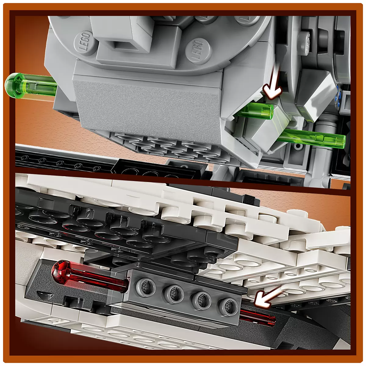 Lego mandalorian fang fighter vs. tie inter