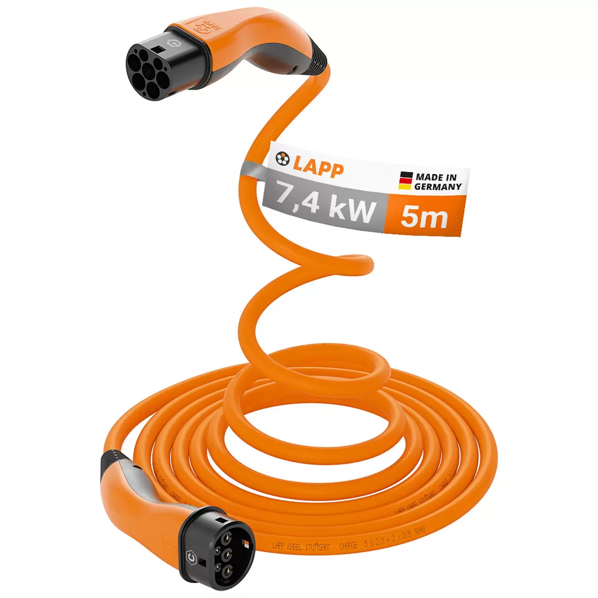 LAPP EV Helix Charge Cable Type 2 (7.4kW-1P-32A) 5M