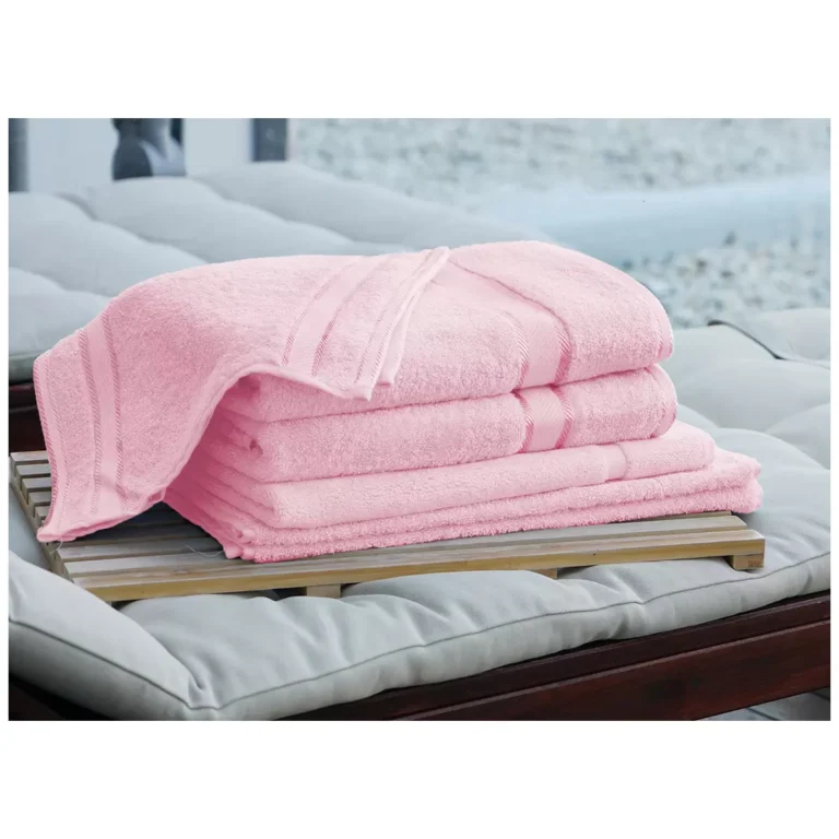 Kingtex Plain Dyed Combed Cotton Bath Sheet Set 7 Piece Baby Pink
