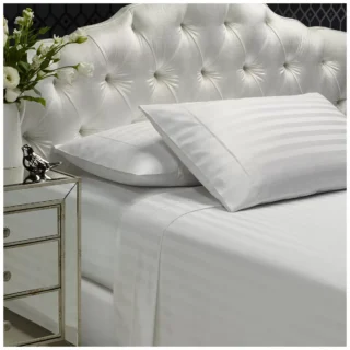 Bdirect Royal Comfort 1200 Thread Count Damask Stripe Cotton Blend Sheet Set - King - White