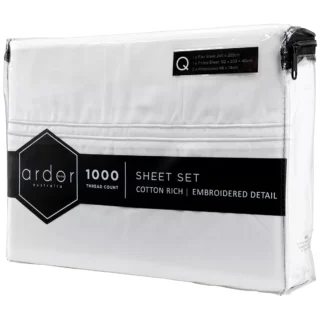 Ardor 1000tc Hotel Embroidered sheet sets KING - White