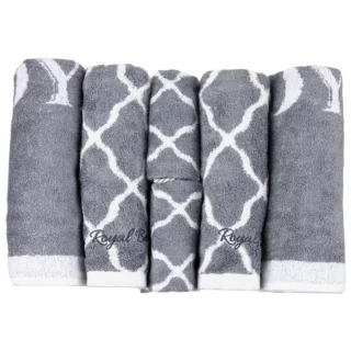 Royal Bergen Bamboo Hand Face Bath Towel Gift Set 6 piece Grey