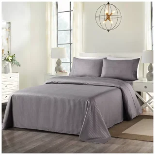 Bdirect Royal Comfort Blended Bamboo Sheet Set with stripes Queen - Charcoal