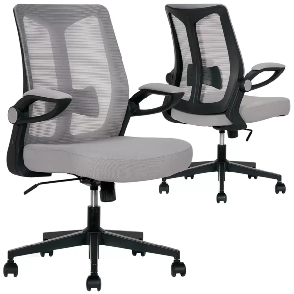 True Innovations Mesh Chair With Flip Up Arms Grey