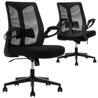 True Innovations Mesh Chair With Flip Up Arms Black